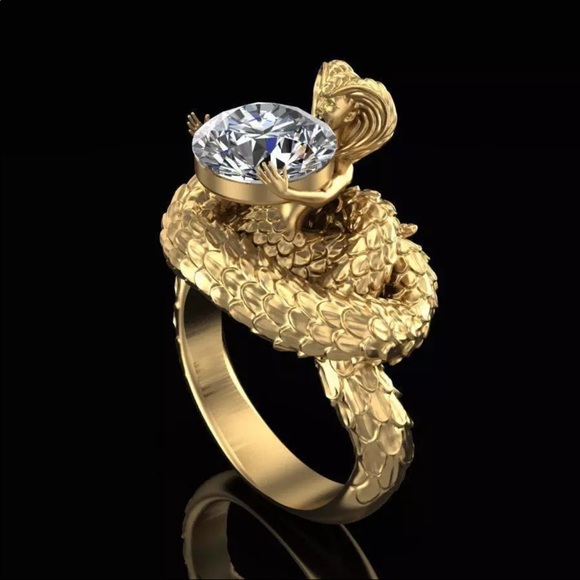New Snake Shape Yellow Gold Exotic Party Ring - Picture 4 of 5
